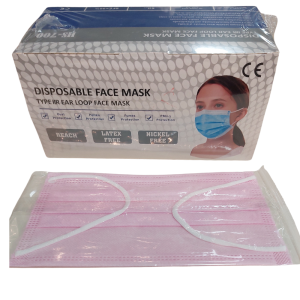 Medische mondmaskers individueel verpakt  Roze - 50 st