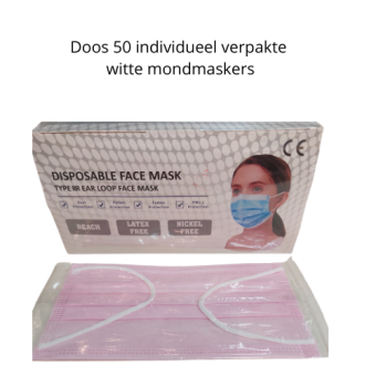 Doos mondmaskers - type II masker-  roze - individueel verpakt - doos met 50 maskers