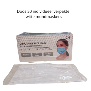 Mondmaskers- per stuk - medisch of chirurgisch - wit - individueel verpakt