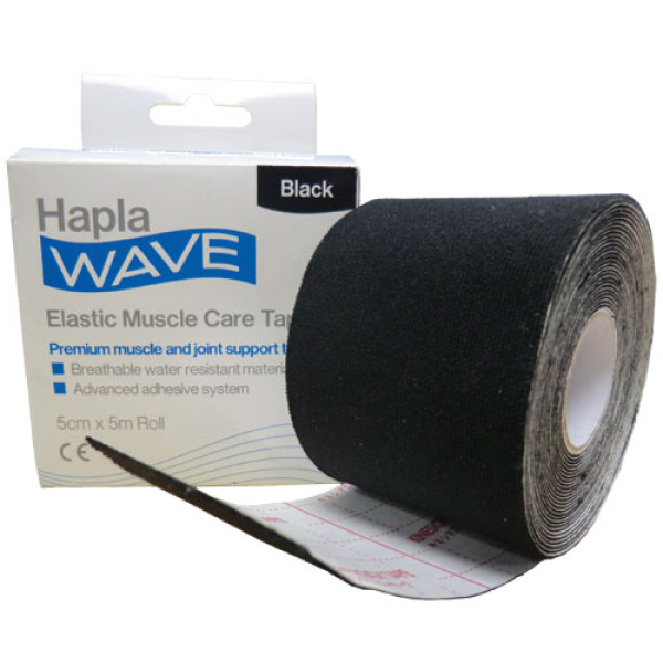 Hapla Spiertape Zwart – Elastisch, Ademend & Waterafstotend 5m