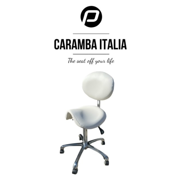 Caramba Italia Tabouret Wit – Ergonomische Werkstoel met Zadelzit